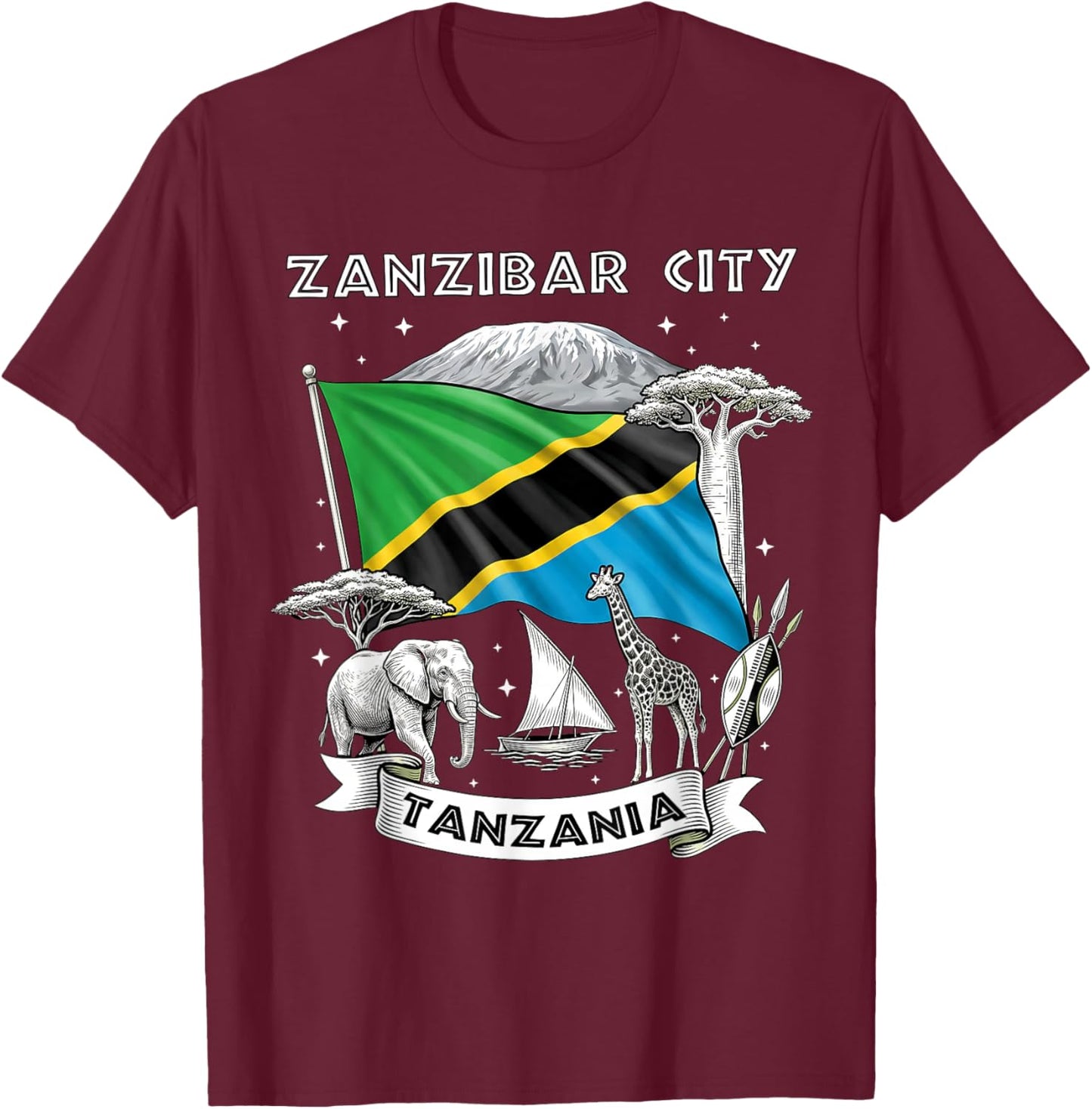 Zanzibar City Tanzania African Metropolis Graphic T-Shirt - T-Shirt | Maroon