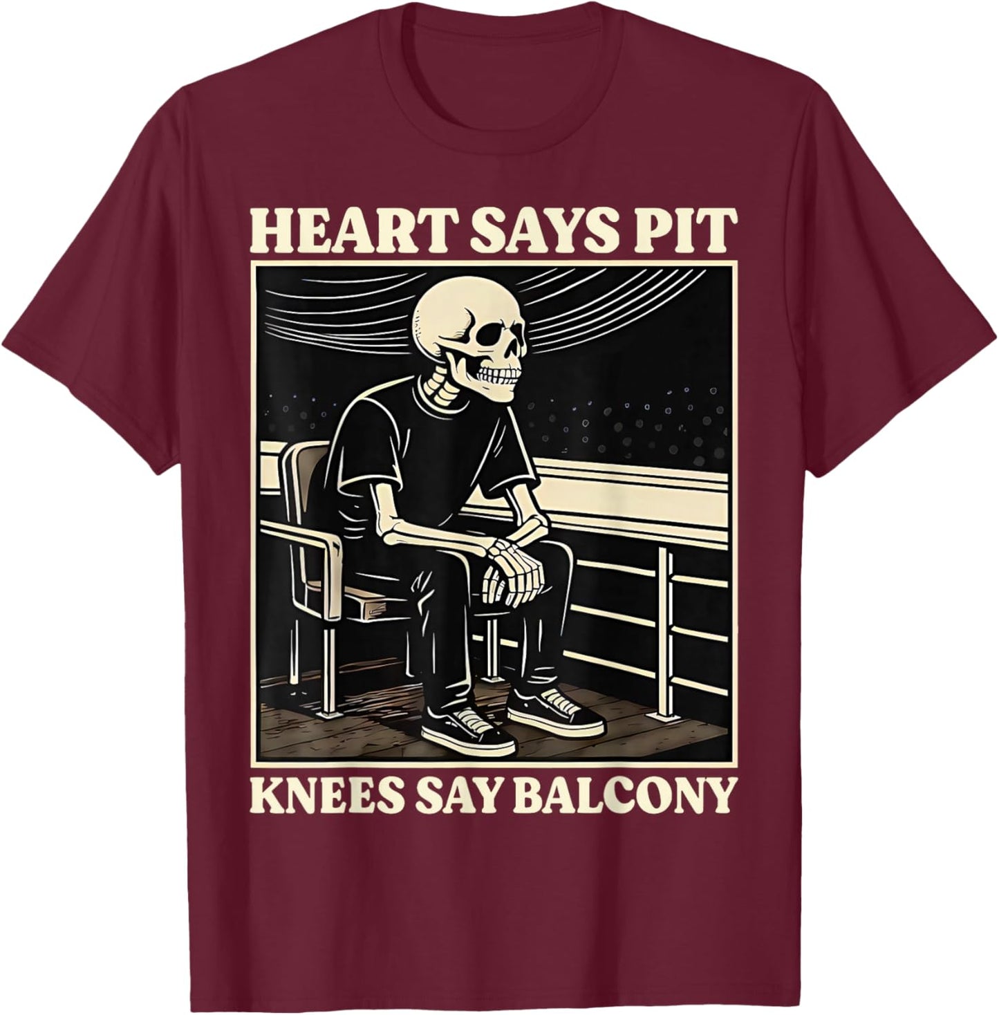 Retro Heart Says Pit Knees Say Balcony Men T-Shirt - T-Shirt | Maroon