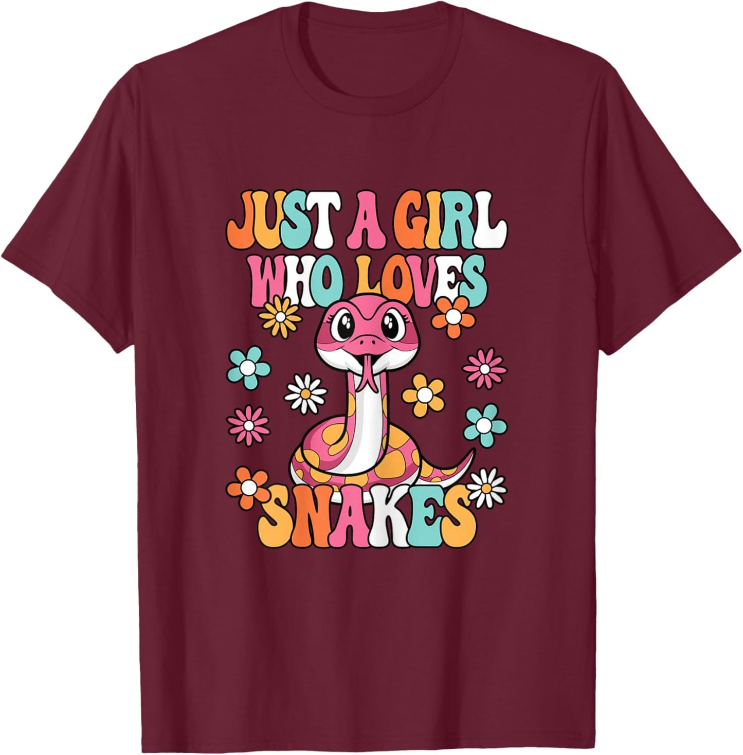 Just A Girl Who Loves Snakes Cute Snake Reptile Kids T-Shirt - T-Shirt | Maroon