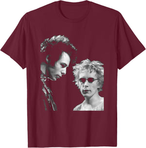Sid Vicious & Johnny Rotten Sex Pistols by Virginia Turbett T-Shirt - T-Shirt | Maroon
