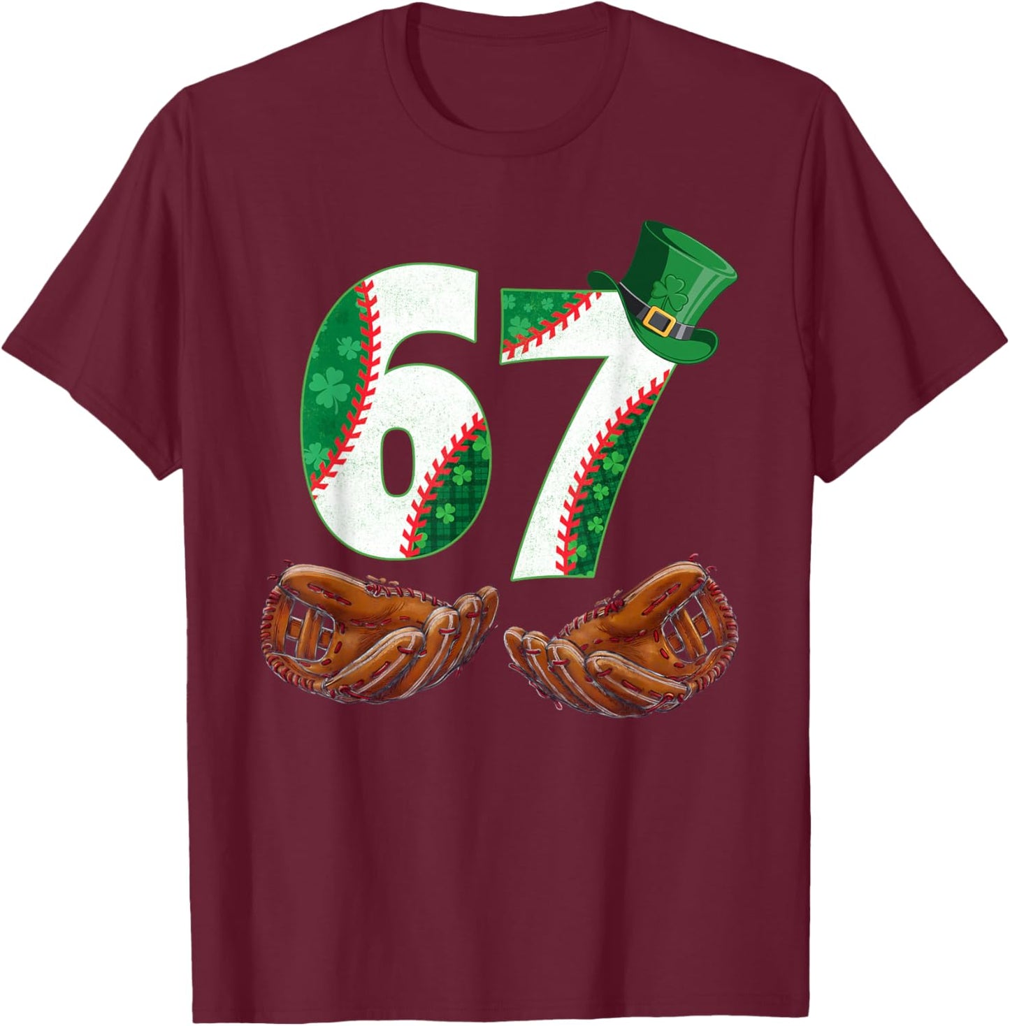 67 Trend St Patrick Baseball Number T-Shirt - T-Shirt | Maroon