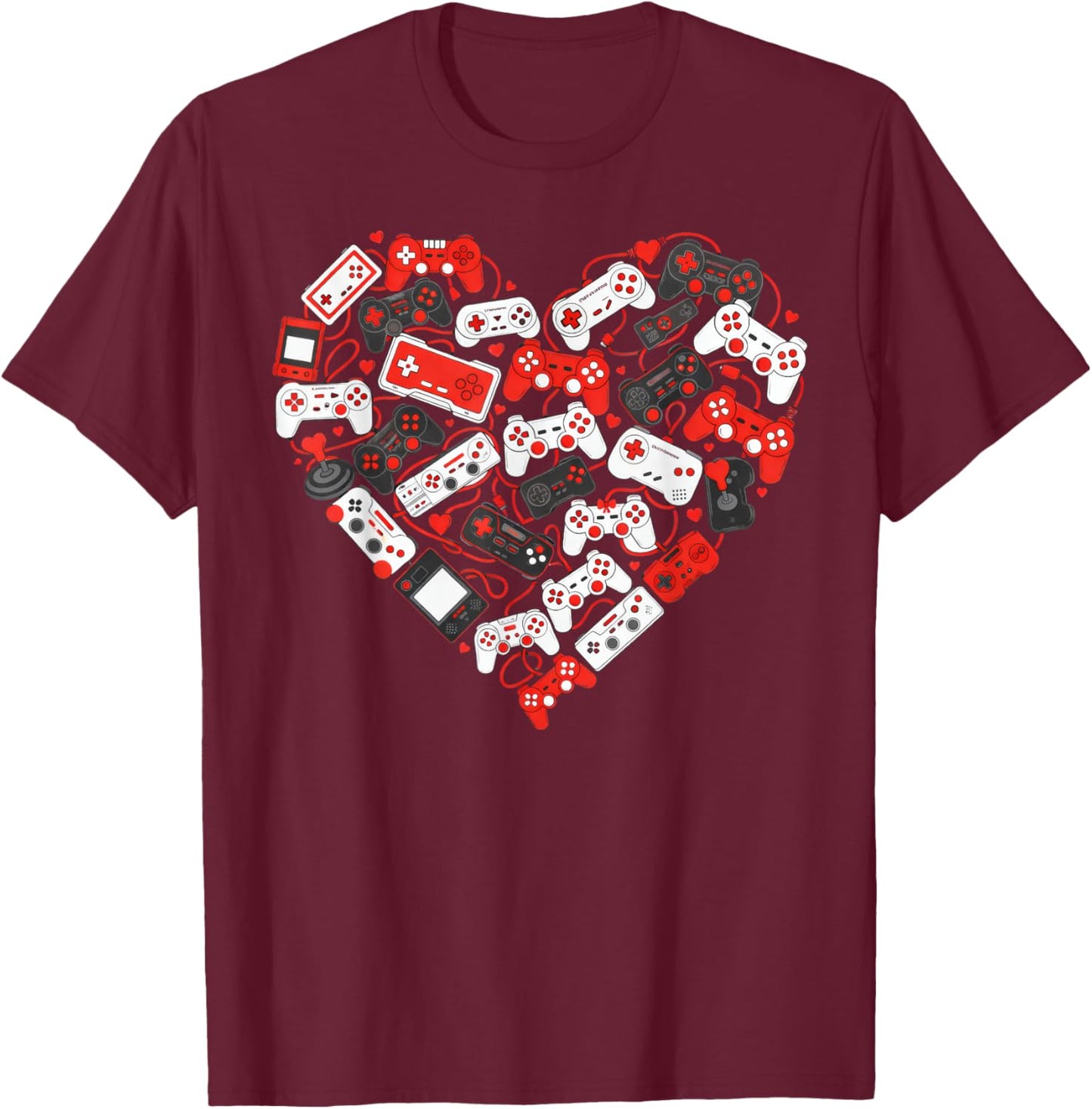 Valentines Day Heart Video Game Controller for Boys Toddles T-Shirt - T-Shirt | Maroon