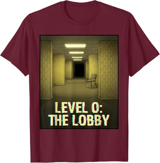 Level 0 Lobby Backrooms Liminal Space T-Shirt - T-Shirt | Maroon