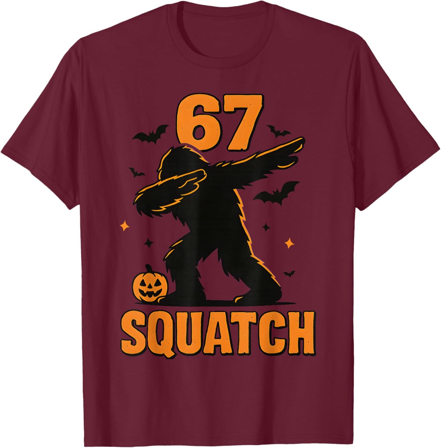 67 Halloween Bigfoot Six Seven Sasquatch Brainrot Meme Boys T-Shirt - T-Shirt | Maroon