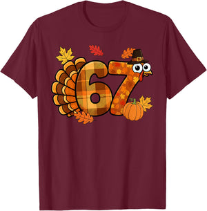 Six Seven 6 7 Meme Turkey Thanksgiving Boy Girl Kids T-Shirt - T-Shirt | Maroon