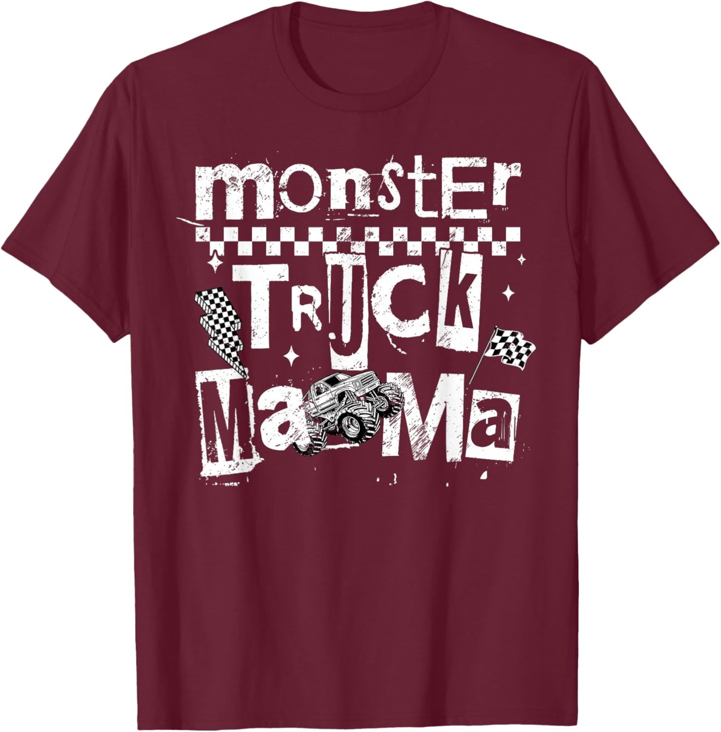 Monster Truck Mama Family Matching Monster Truck Lovers T-Shirt - T-Shirt | Maroon