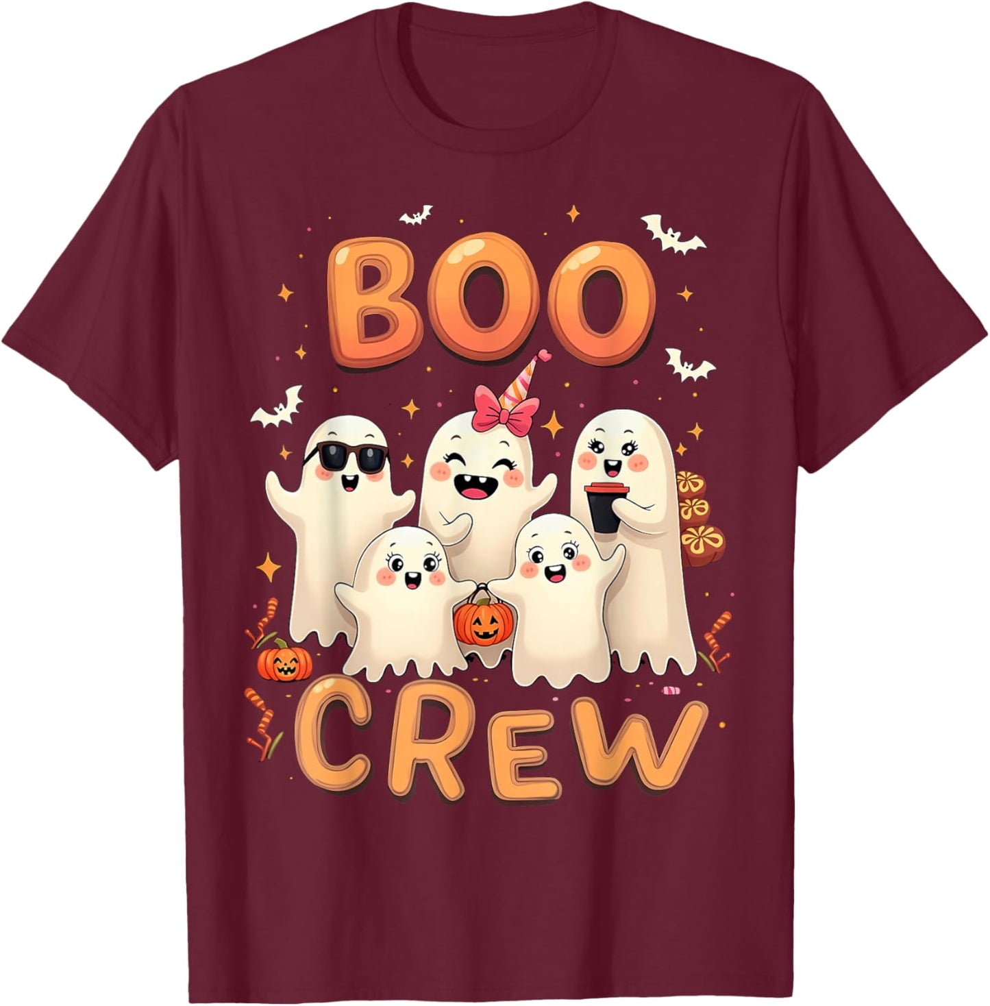 Boo Crew Halloween Group Costume T-Shirt - T-Shirt | Maroon
