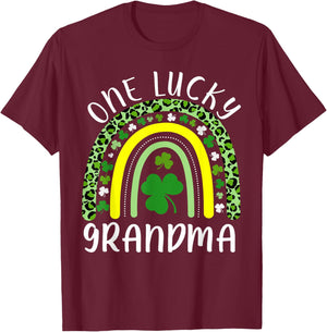 One Lucky Grandma Rainbow Grandma St Patricks Day T-Shirt - T-Shirt | Maroon