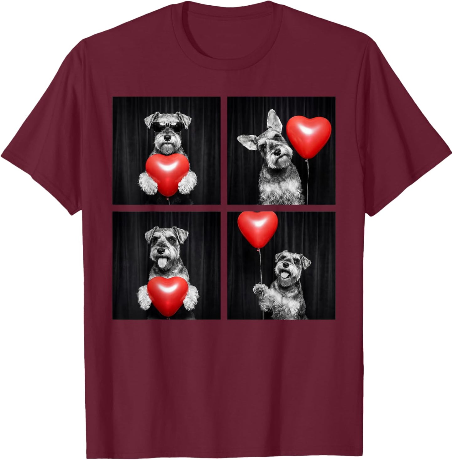 Funny Schnauzer Photobooth Dog Lover Design Valentines T-Shirt - T-Shirt | Maroon
