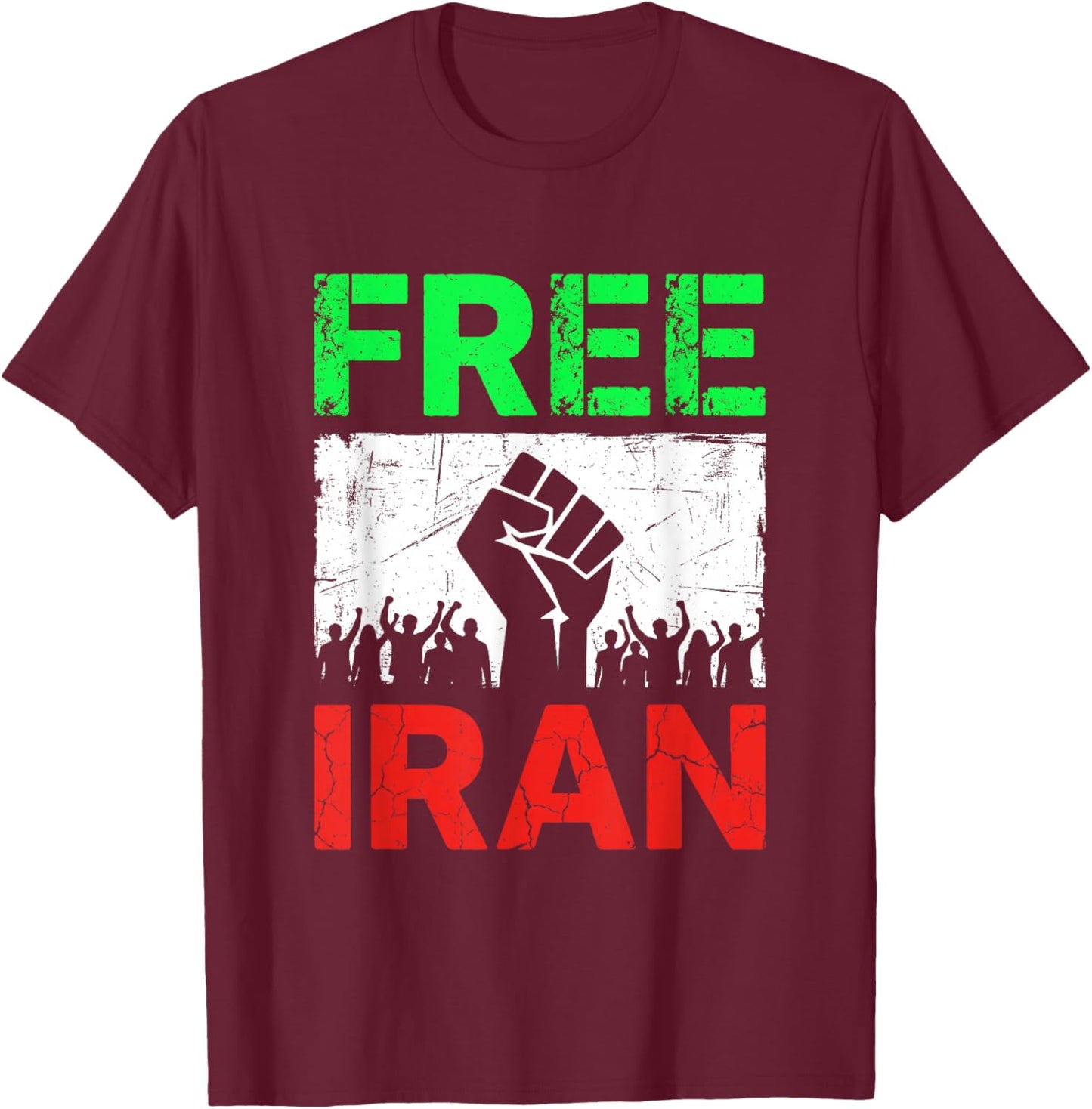 Free Iran T Iranian Flag Lion T-Shirt - T-Shirt | Maroon