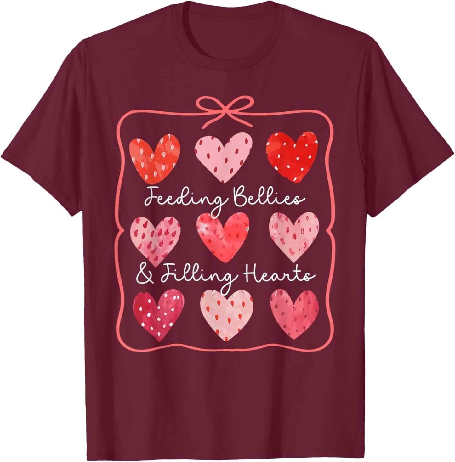 Lunch Lady Valentines Day Cafeteria Strawberry Sweethearts T-Shirt - T-Shirt | Maroon