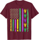 Carnival Mardi Gras USA American Flag Crawfish Parade Outfit T-Shirt - T-Shirt | Maroon
