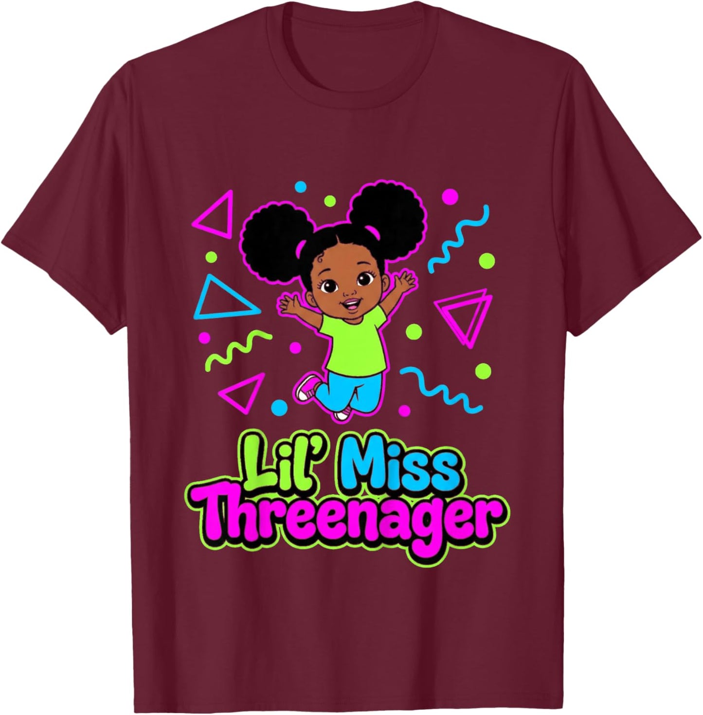 3rd Birthday Girl Sassy Toddler Lil Miss Threenager T-Shirt - T-Shirt | Maroon