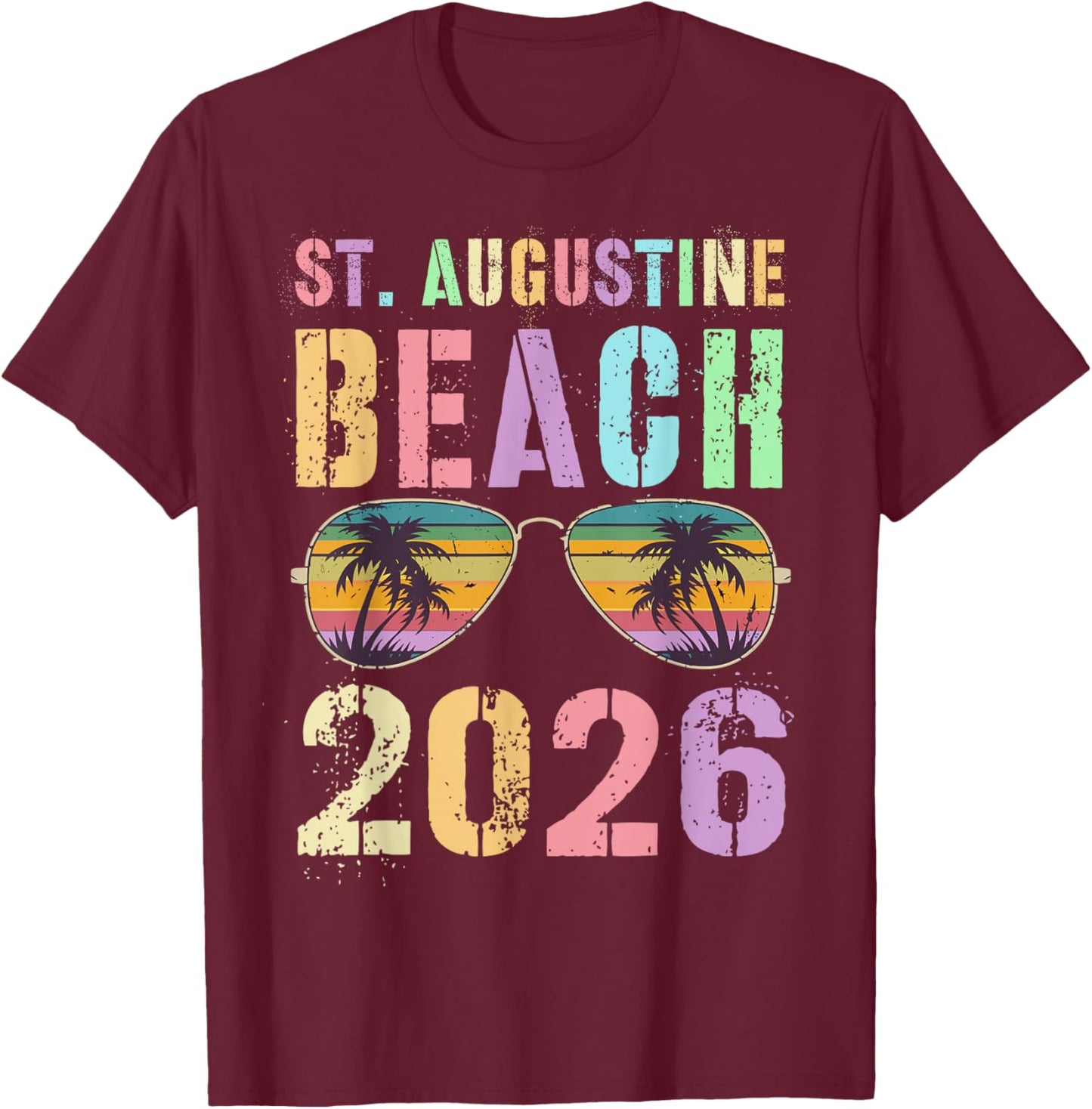 Cute ST Augustine Beach 2026 Vacation Swimming Trip Matching T-Shirt - T-Shirt | Maroon