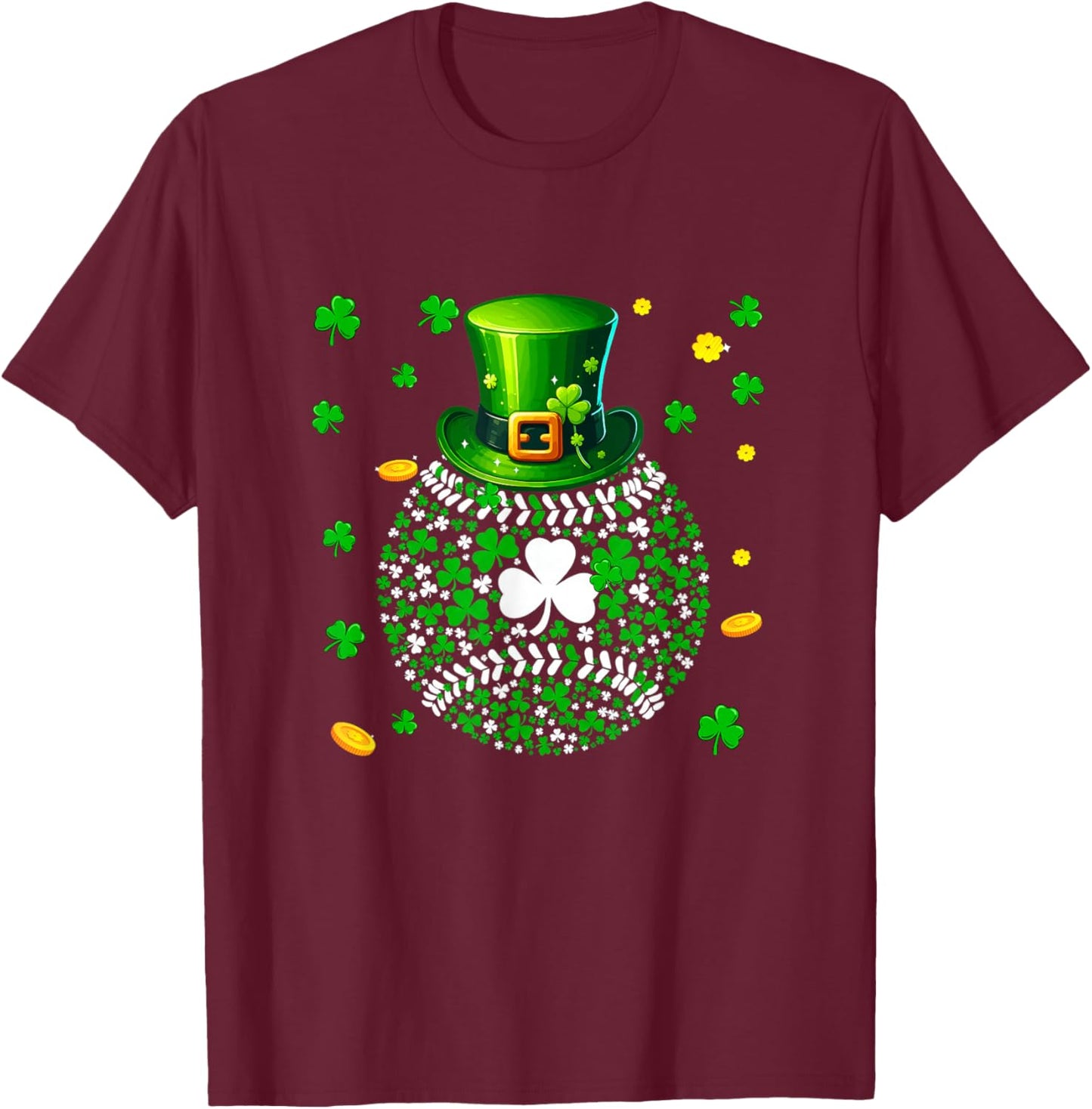 Baseball Ball St. Patrick's Day Costume Player Fan Team T-Shirt - T-Shirt | Maroon