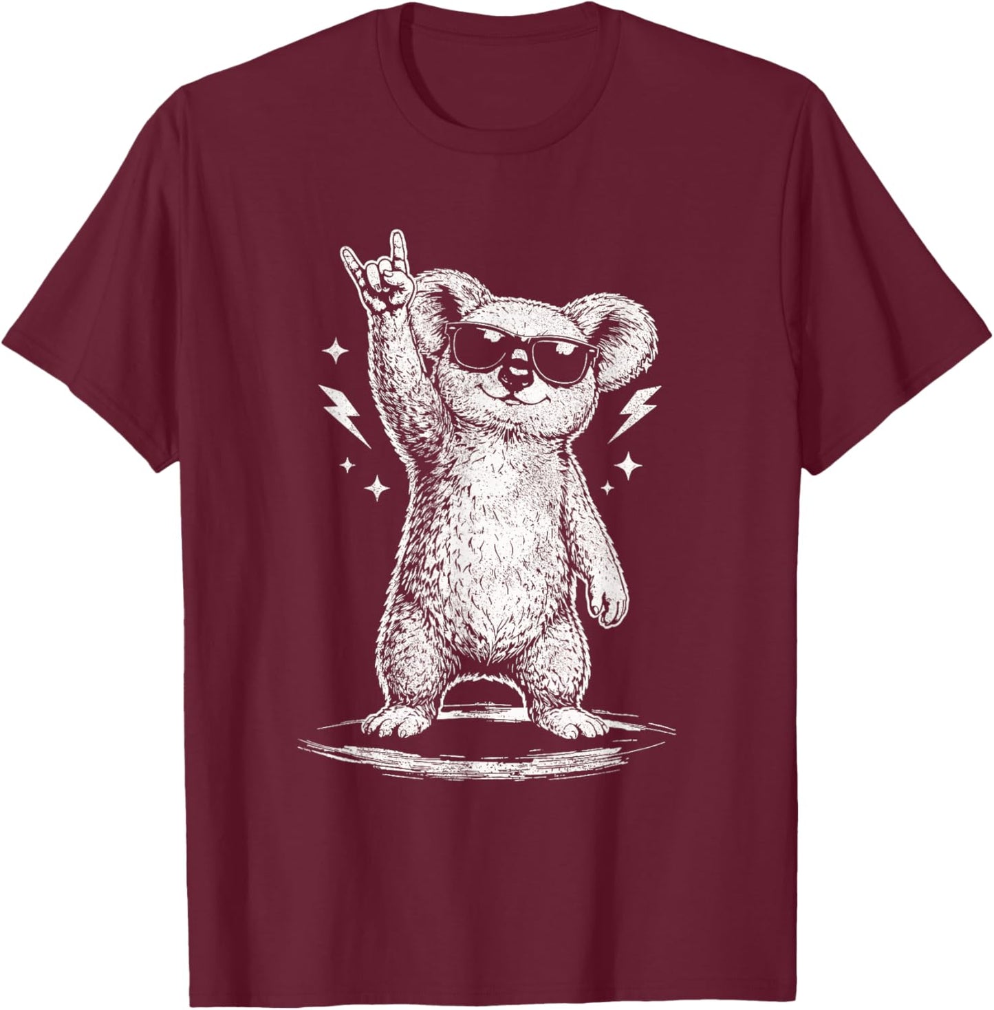 Koala with Sunglasses Rock Music T-Shirt - T-Shirt | Maroon
