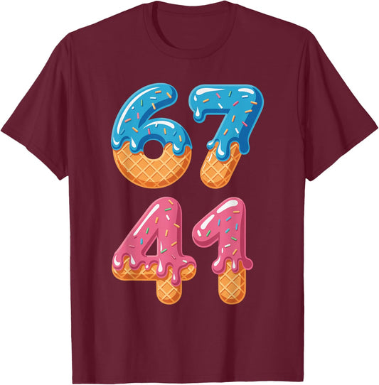 67 41 Funny Six Seven Forty One Gen Alpha Slang T-Shirt - T-Shirt | Maroon