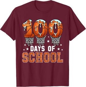 100 Days of School Basketball Drip 100th Day of School Boys T-Shirt - T-Shirt | Maroon