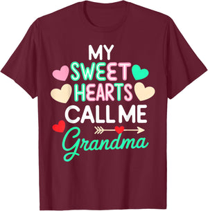 My Sweethearts Call Me Grandma Valentines T-Shirt - T-Shirt | Maroon