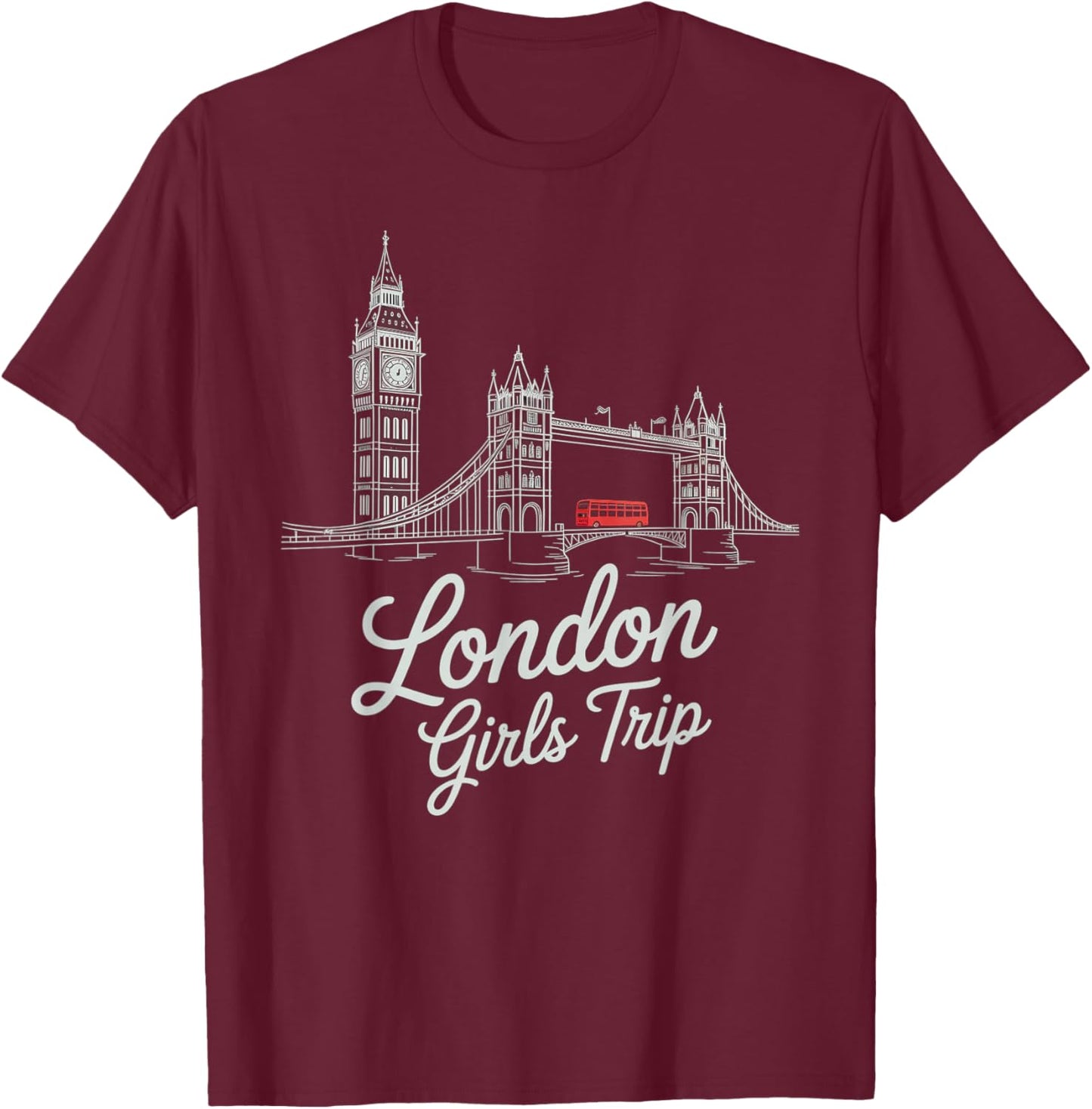 Vintage London Girls Trip Besties Moms BFF Queen UK Vacation T-Shirt - T-Shirt | Maroon