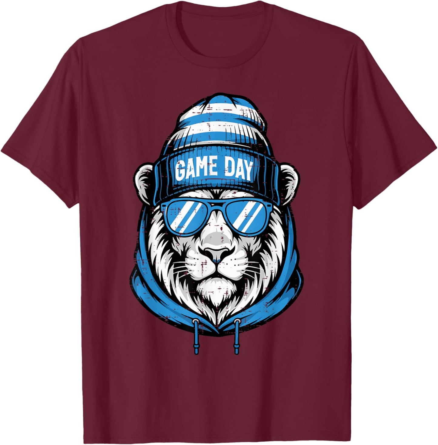 Lion Beanie Men Women Kids Boys Girls Youth Teen T-Shirt - T-Shirt | Maroon