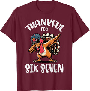 Thankful for Six Seven 6 7 Meme 67 Thanksgiving Turkey Boys T-Shirt - T-Shirt | Maroon