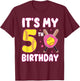 It's My 5th Birthday 5 Year Old Birthday Girl Softball T-Shirt - T-Shirt | Maroon