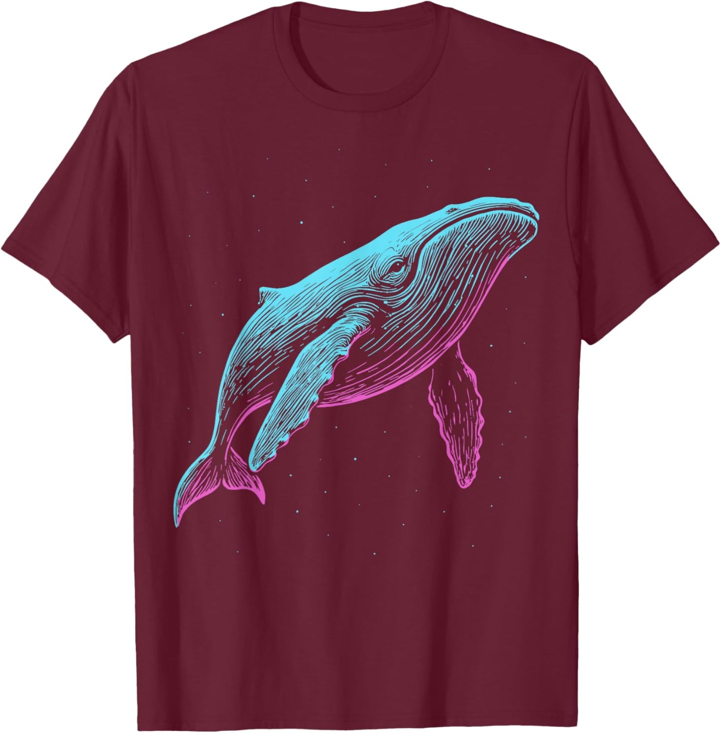 Blue Whale Illustration Colorful T-Shirt - T-Shirt | Maroon