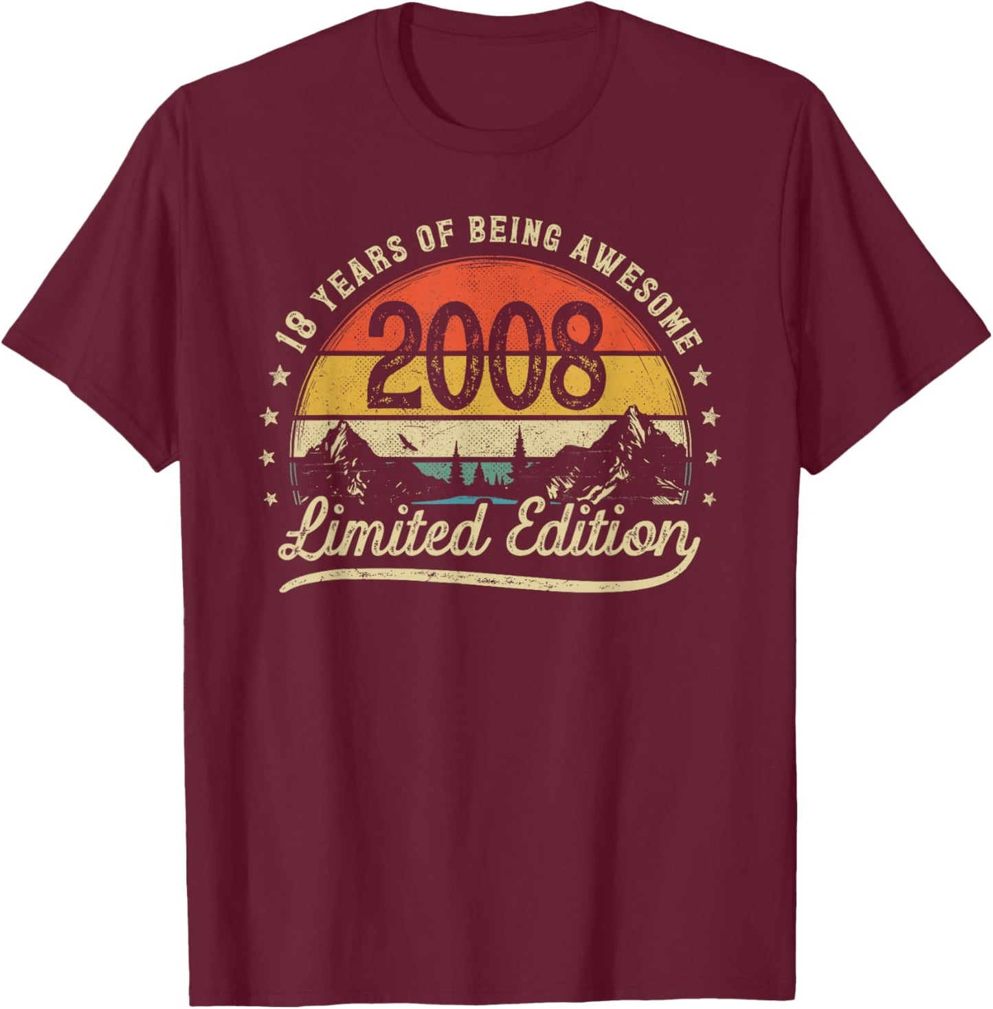 Vintage 2008 18 Years Old 18th Birthday T-Shirt - T-Shirt | Maroon