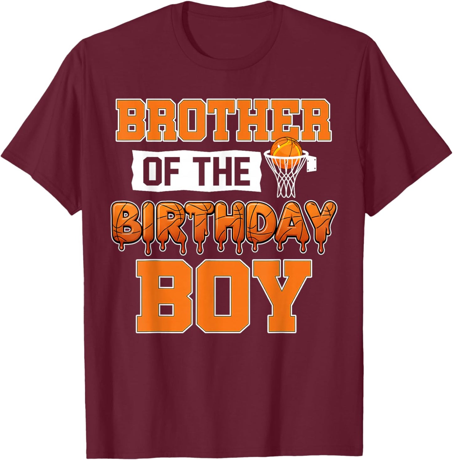 Brother of The Birthday Boy Retro Basketball Player Family T-Shirt - T-Shirt | Maroon