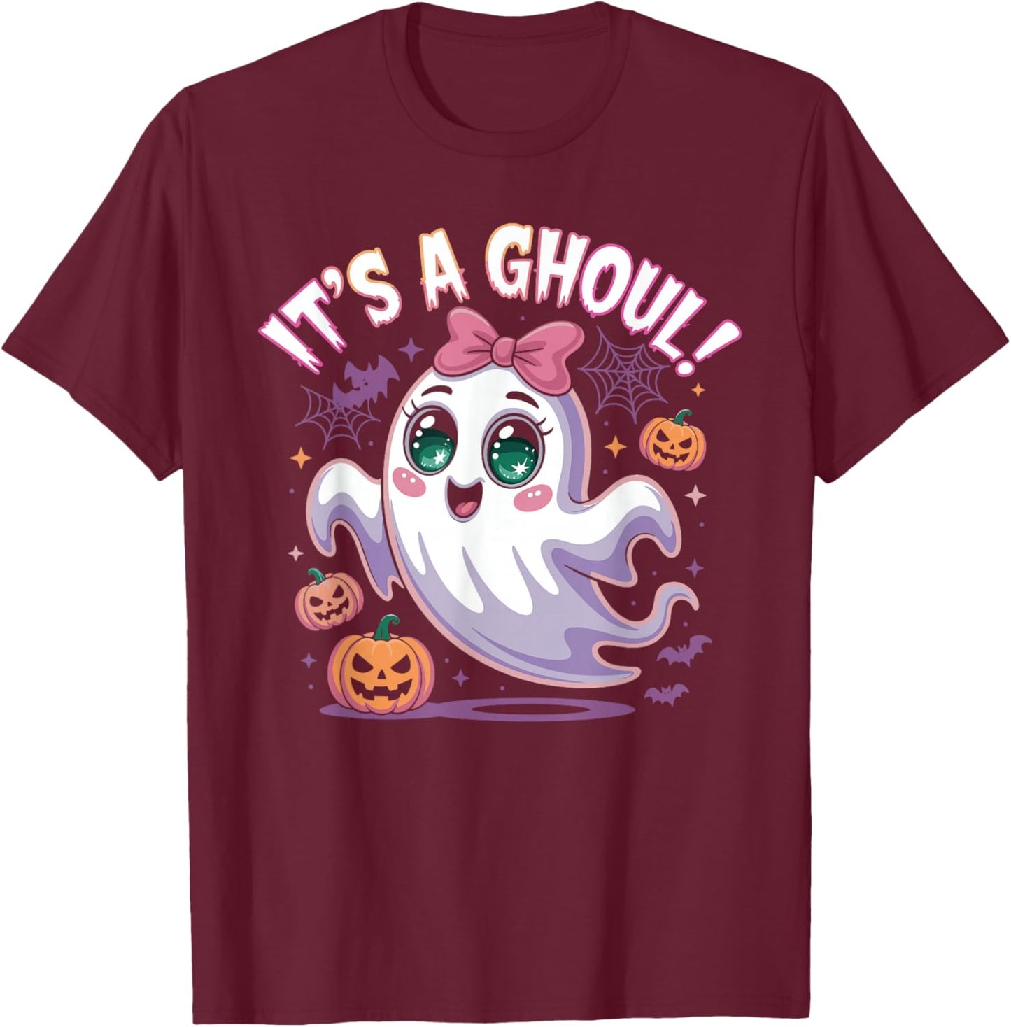 It's A Ghoul! Halloween Gender Reveal Shirt Spooky Halloween T-Shirt - T-Shirt | Maroon