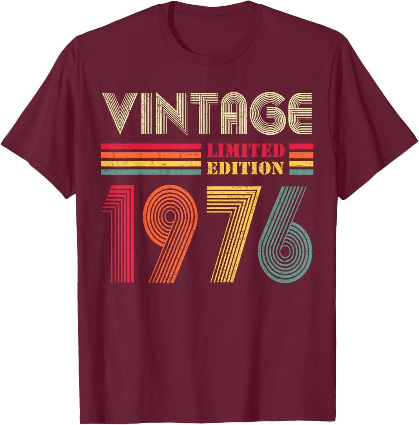 Vintage 1976 50th Birthday Gift Men Women 50 Years Old T-Shirt - T-Shirt | Maroon
