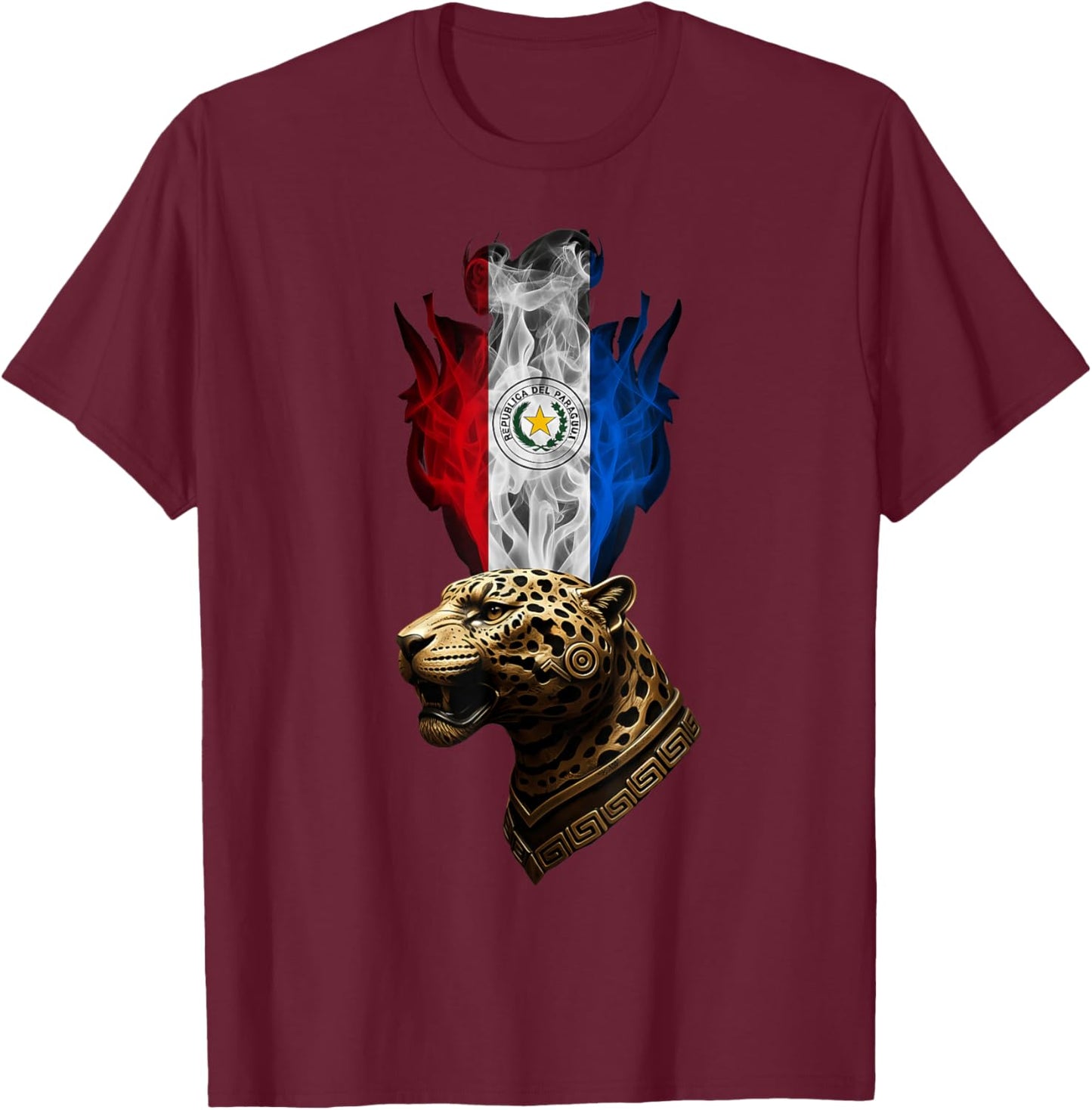 Paraguay Flag Leopard Paraguayan Pride T-Shirt - T-Shirt | Maroon