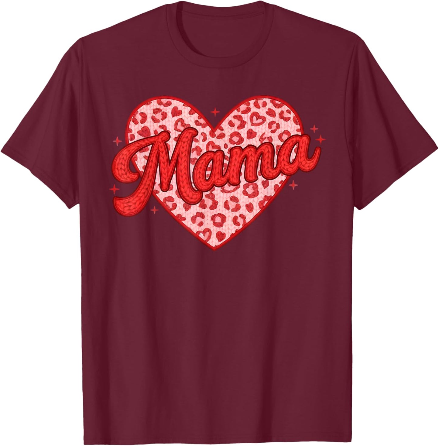 Mama Heart Love Valentine Cute Mom Valentines Day Women T-Shirt - T-Shirt | Maroon