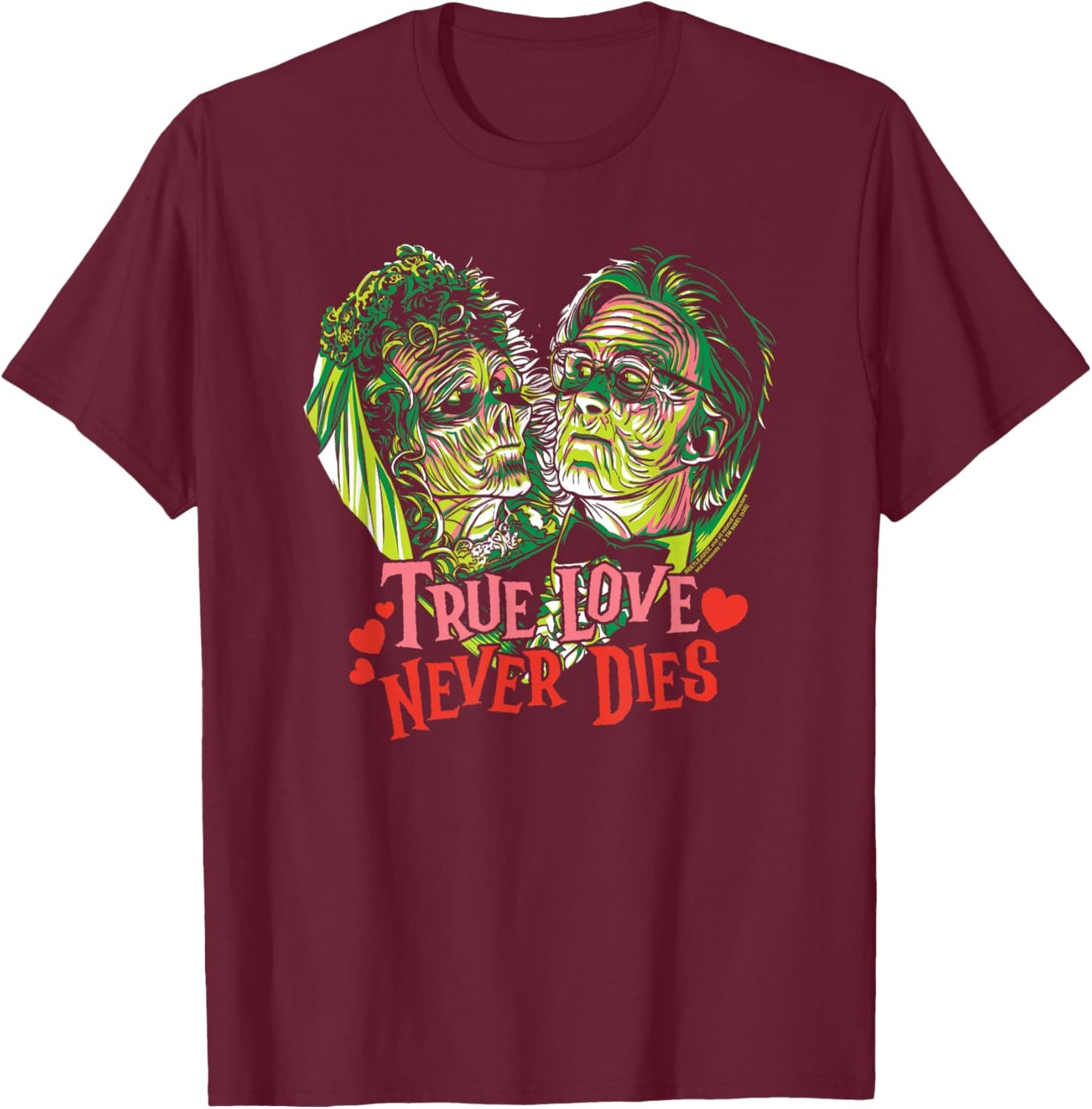 Beetlejuice True Love Never Dies Heart Movie Valentine's Day T-Shirt - T-Shirt | Maroon