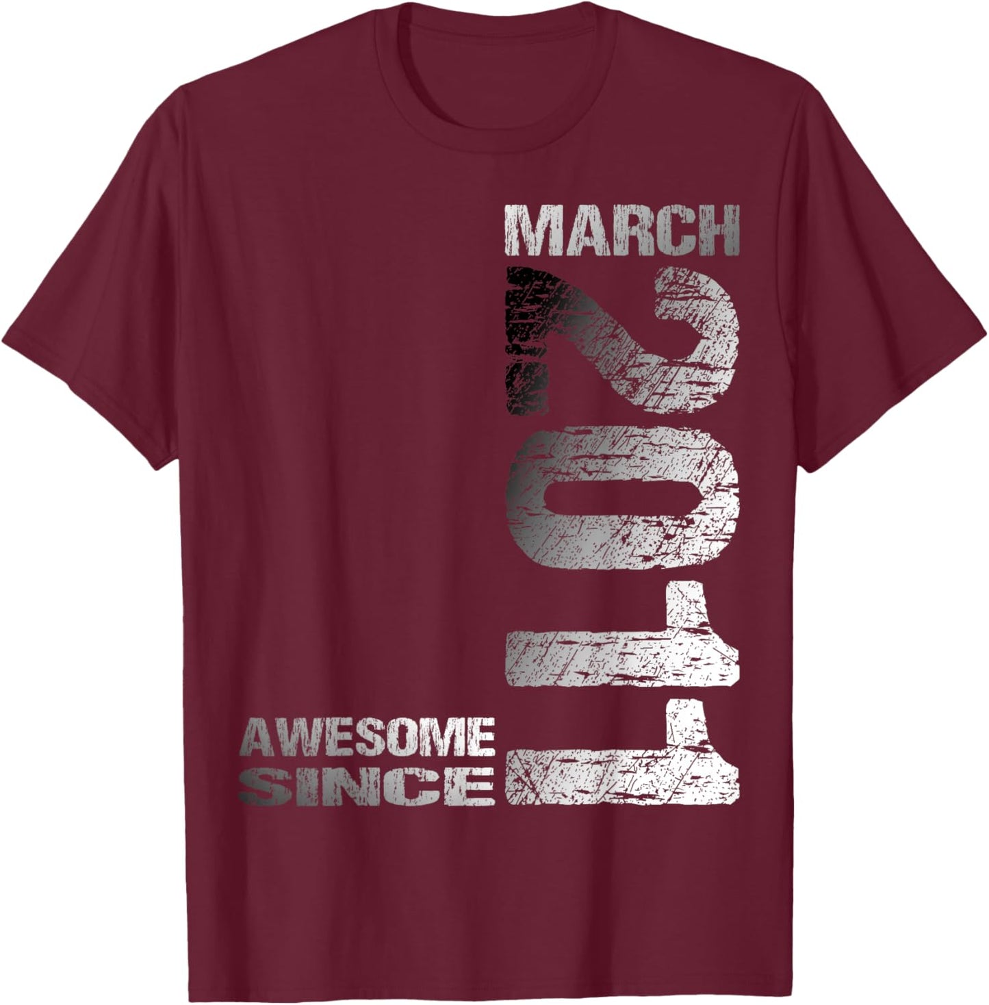 Awesome Since March 2011 Vintage 15. Birthday T-Shirt - T-Shirt | Maroon