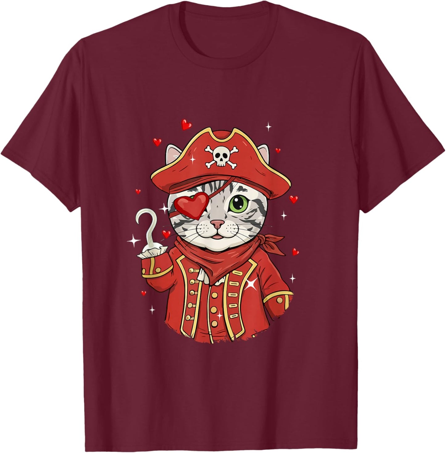 American Shorthair As Pirate Valentine's Day Owner Kids T-Shirt - T-Shirt | Maroon