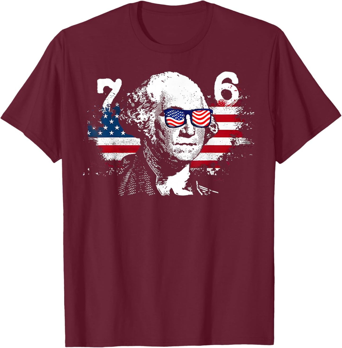 6-7 7-6 George Washington Shirt Six Seven Vintage USA Flag T-Shirt - T-Shirt | Maroon