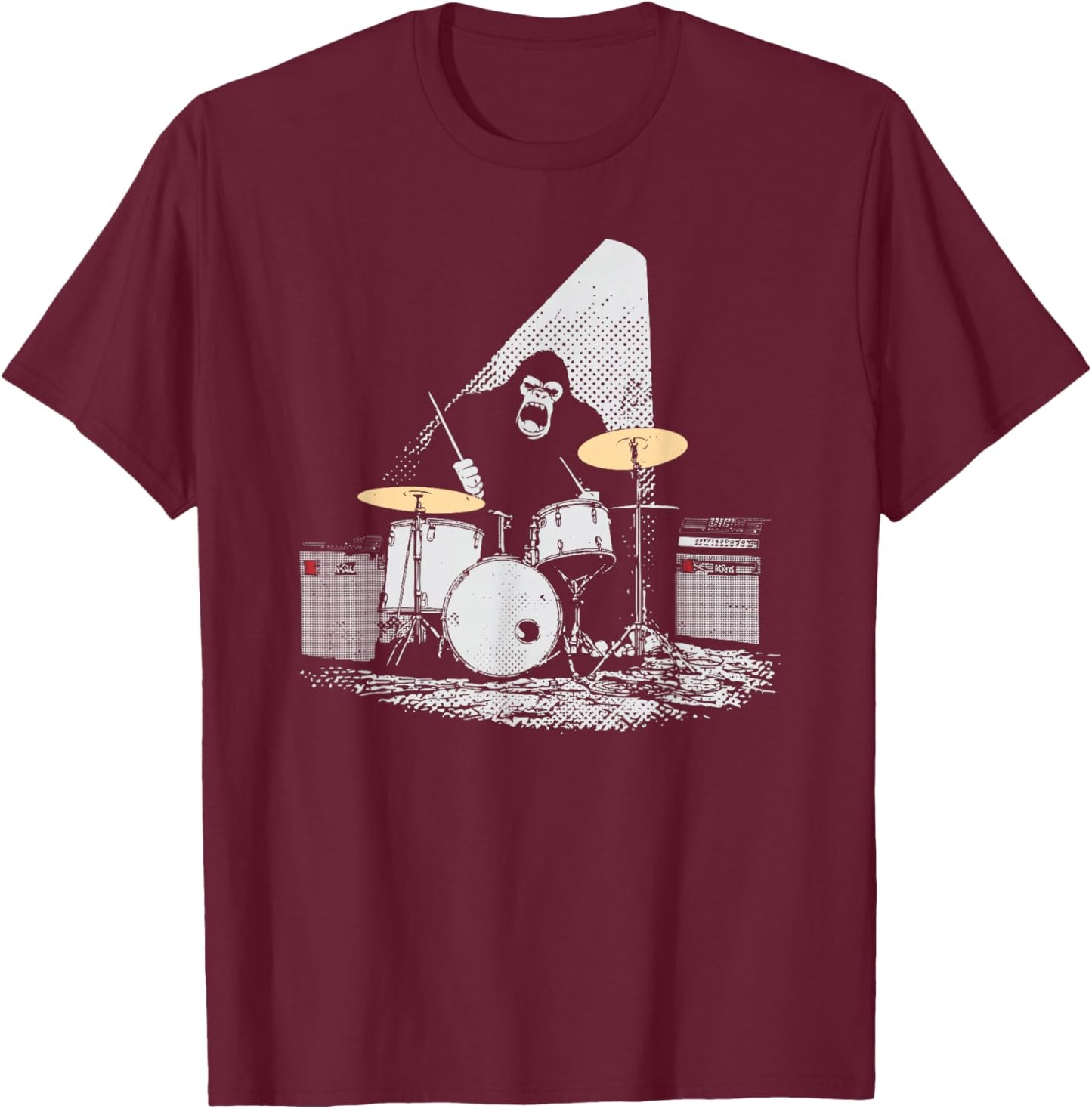 Bigfoot Drummer Retro Drums T-Shirt - T-Shirt | Maroon