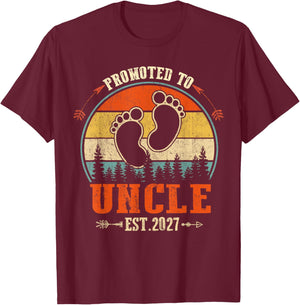 Promoted to Uncle 2027 - Present for First Time New Uncle T-Shirt - T-Shirt | Maroon