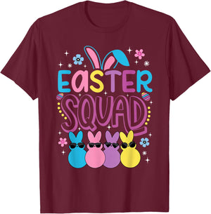 Easter Squad Family Matching Bunny Egg Hunt Group Boy Girl T-Shirt - T-Shirt | Maroon