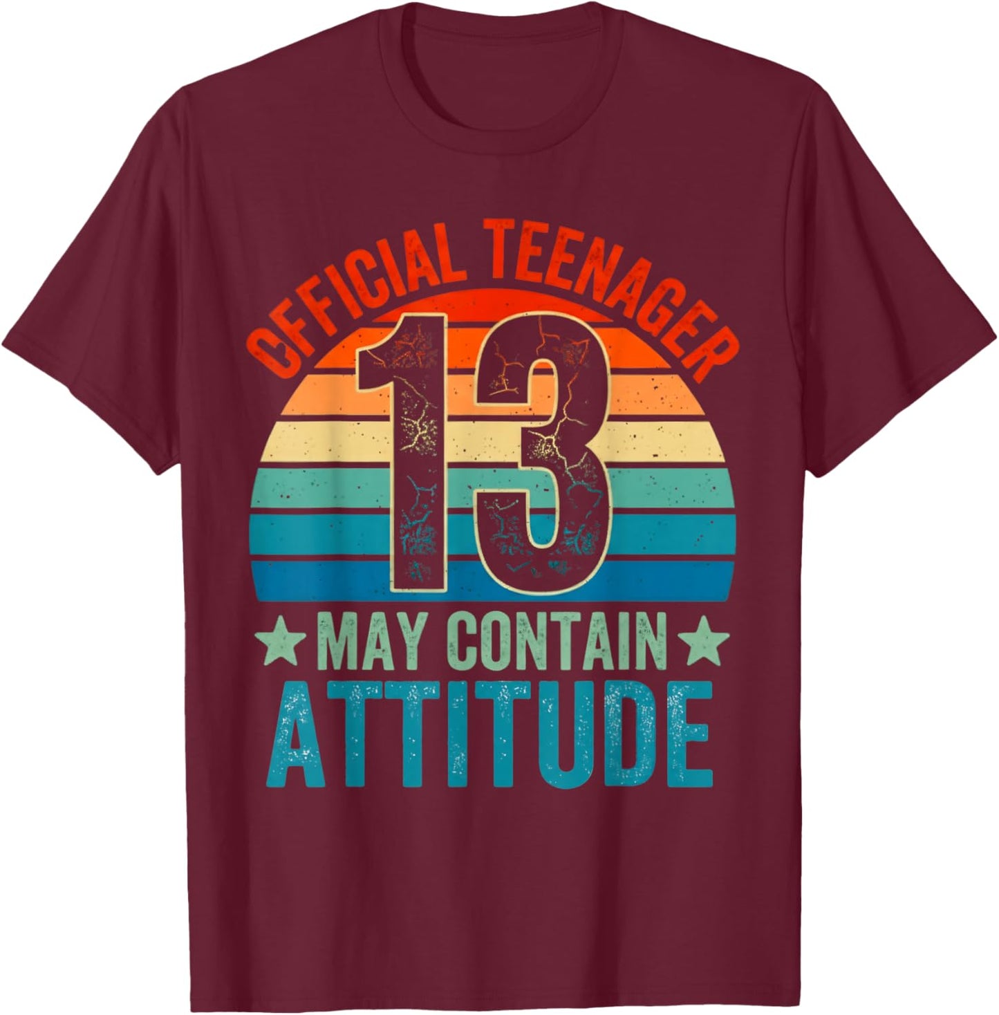13th Birthday Boys Official Teenager Therteen Birthday T-Shirt - T-Shirt | Maroon
