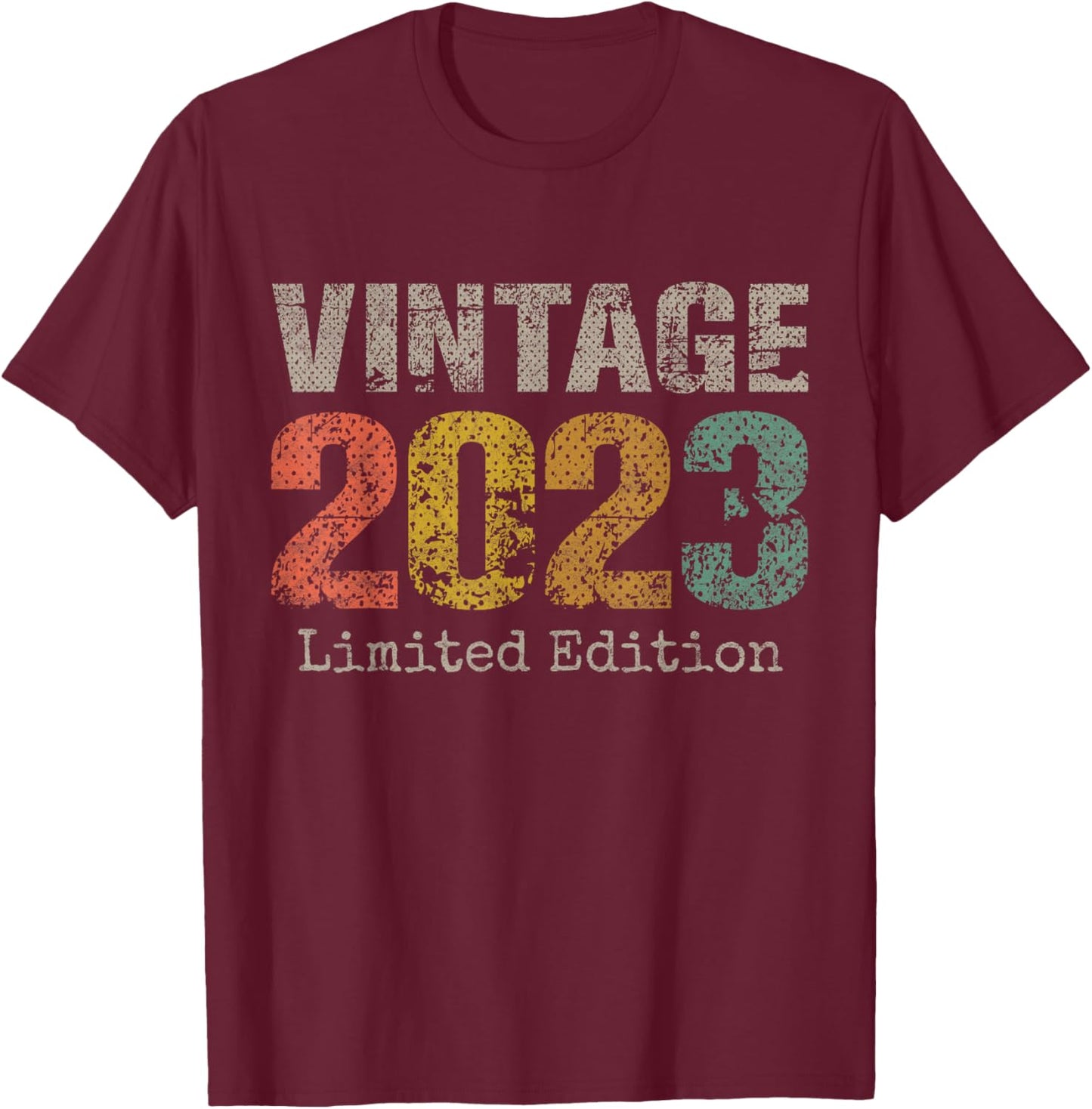 Vintage 2023 Text 3rd Birthday Gift Boy Girl 3 Year Old T-Shirt - T-Shirt | Maroon