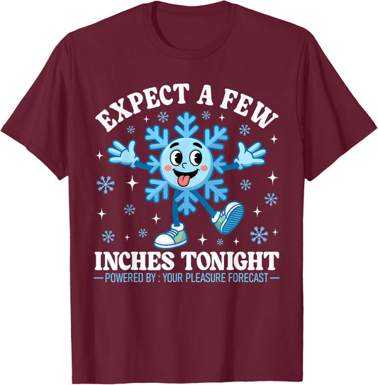 Inappropriate Expect A Few Inches Tonight Snowflake Meme T-Shirt - T-Shirt | Maroon