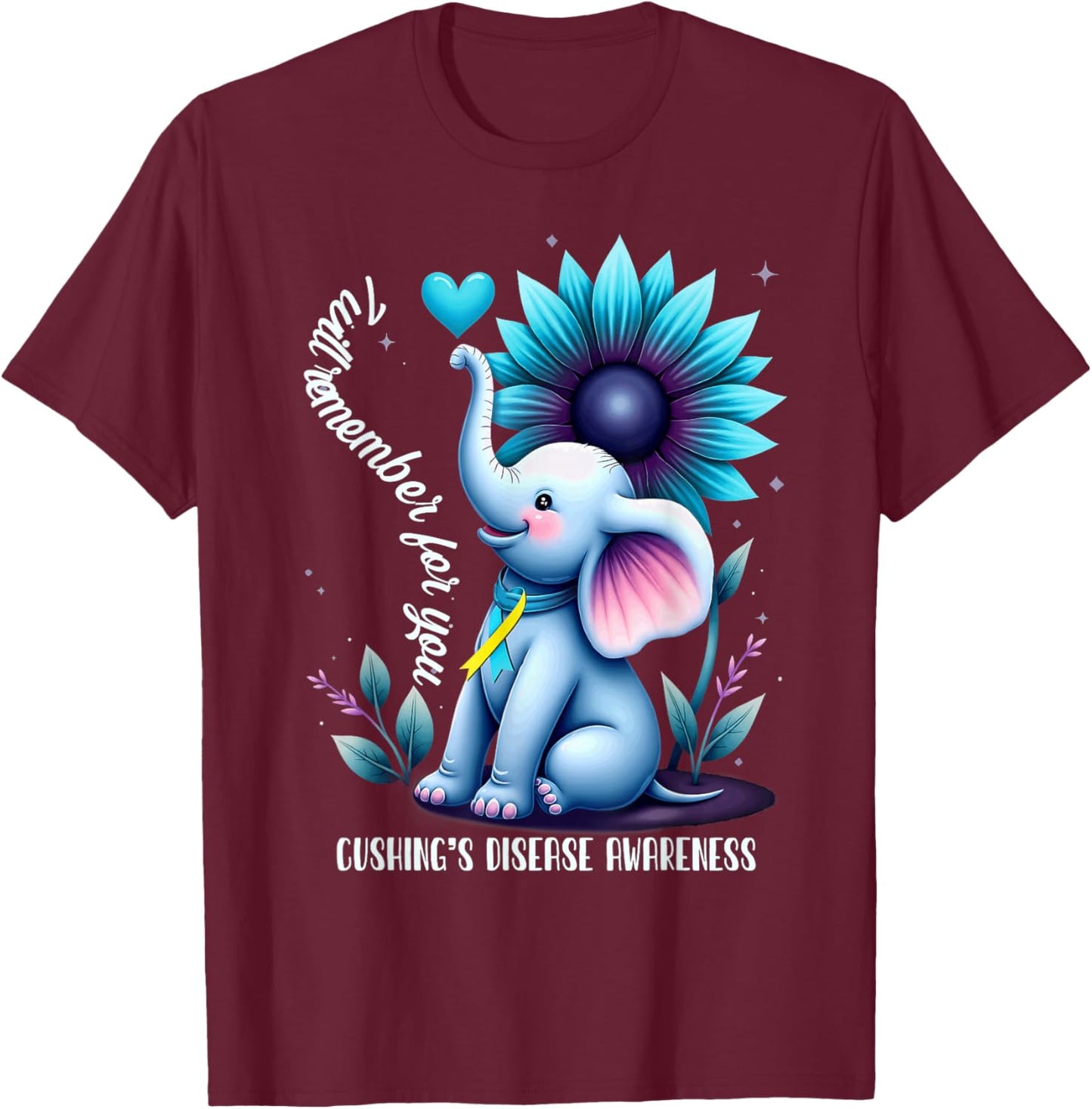 Elephant Cushing's Disease Awareness T-Shirt - T-Shirt | Maroon