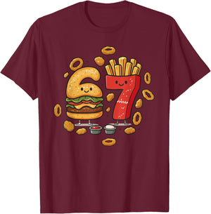 Funny Fast Food 67 Burger Fries Chicken Nugget Six Seven T-Shirt - T-Shirt | Maroon