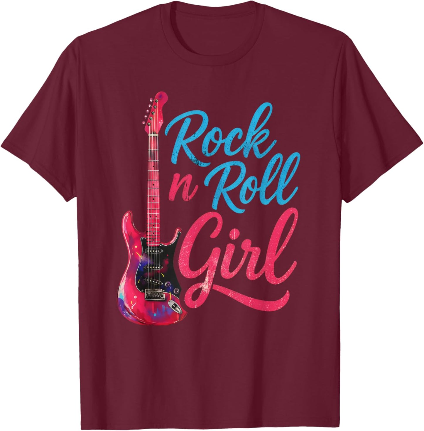 Rock'n Roll Girl Band Guitar Music Lover Girls & Women T-Shirt - T-Shirt | Maroon