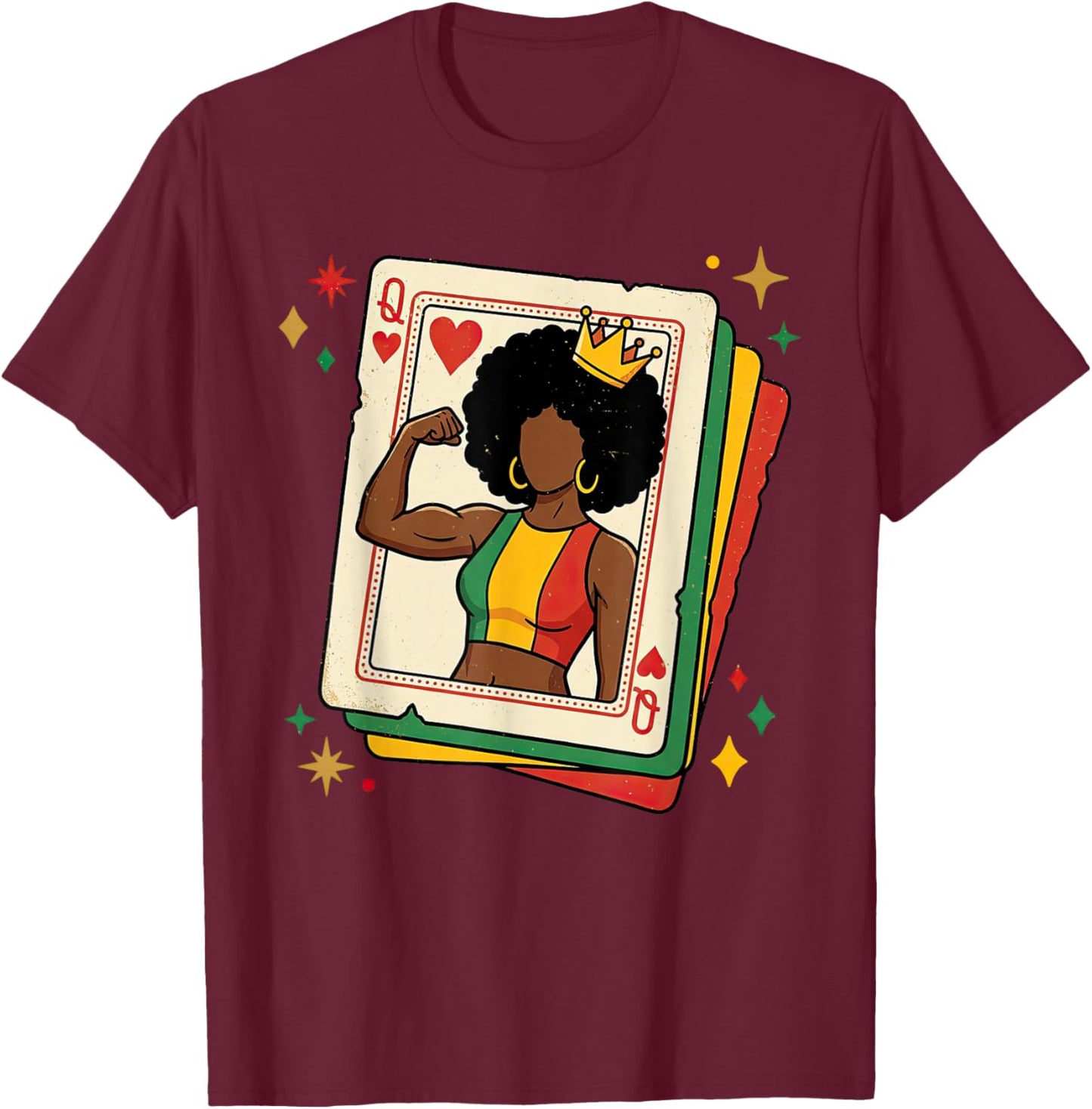 Black Queen African American Black History Month Melanin T-Shirt - T-Shirt | Maroon