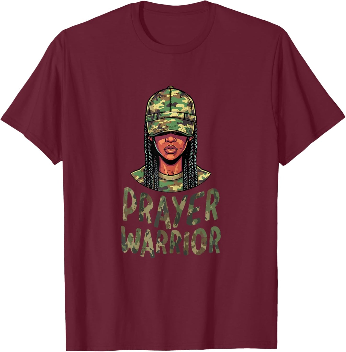 Christian Camo Woman Prayer Warrior Jesus Women Girls Kids T-Shirt - T-Shirt | Maroon