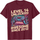 14 Year Old Boy Level 14 Gamer 2012 14th Birthday Party Gift T-Shirt - T-Shirt | Maroon
